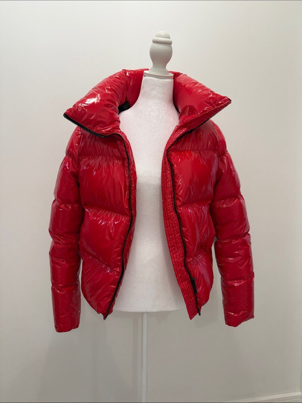 Carbon38 Glossy Red Quilted Puffer Jacket